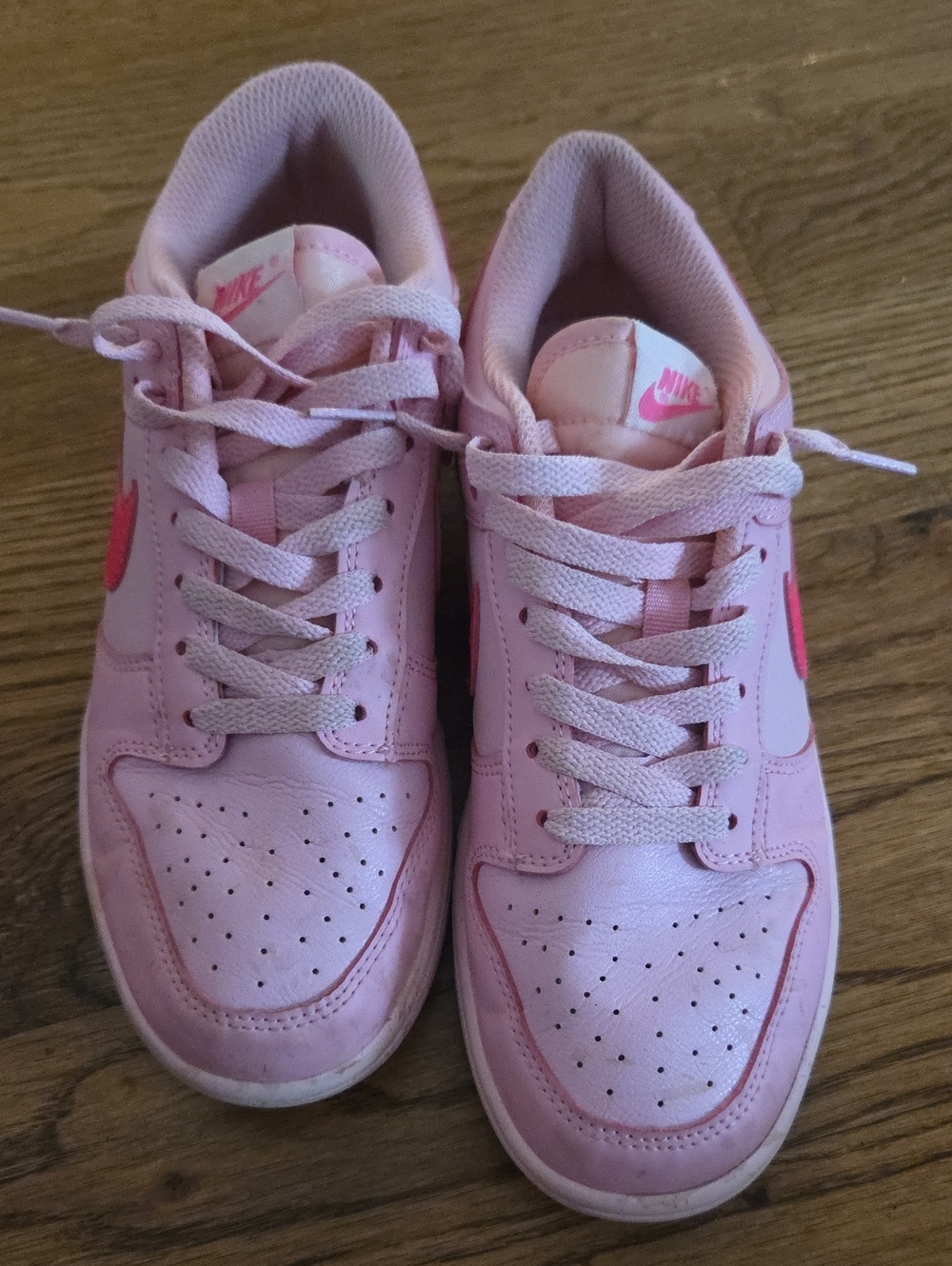 Nike Pink Low-Top Sneakers with Bright Pink Swoosh